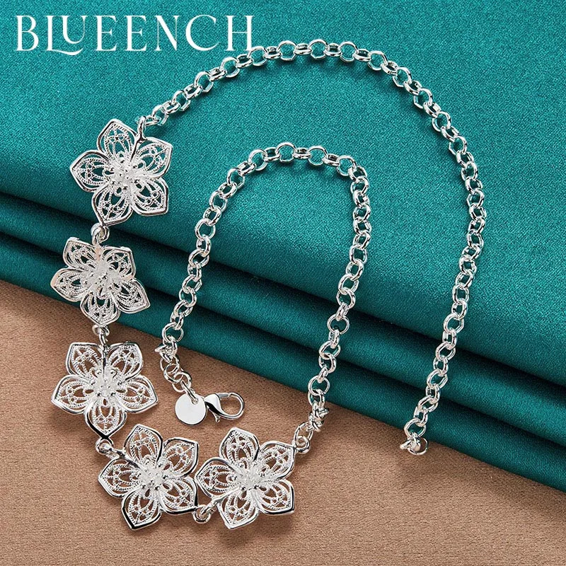 

Blueench 925 Sterling Silver bloom Cutout Necklace for Women Proposal Wedding Romantic Fashion Jewelry