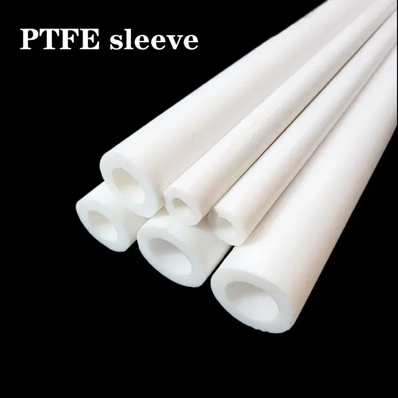 Length250/500mm White Polytetrafluoroethylene Hard Tube Pipe Hollow Rod High Temperature Resistant Non-toxic DIY PTFE Sleeve Bar