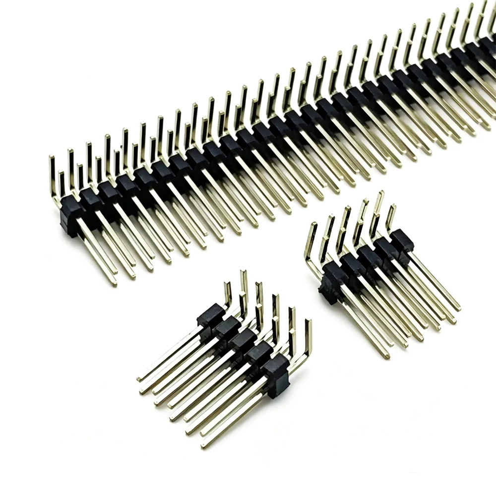 20PCS 2.54mm Single Double Row curved Pin Header Connector 2P/3P/4P/5P/6P/8P/10P-40P Breakaway PCB Board For Arduino