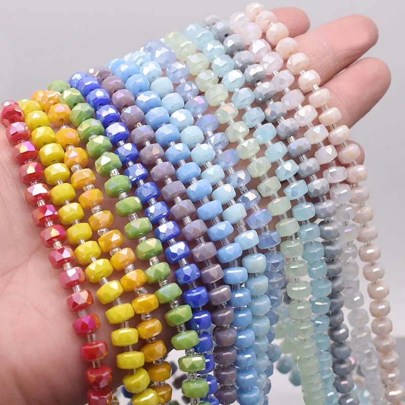 

New Color 8mm 30pcs/bag Wheel Shape Crystal Glass Beads Faceted Round Glass Loose Beads For Jewelry Making DIY Bracelets