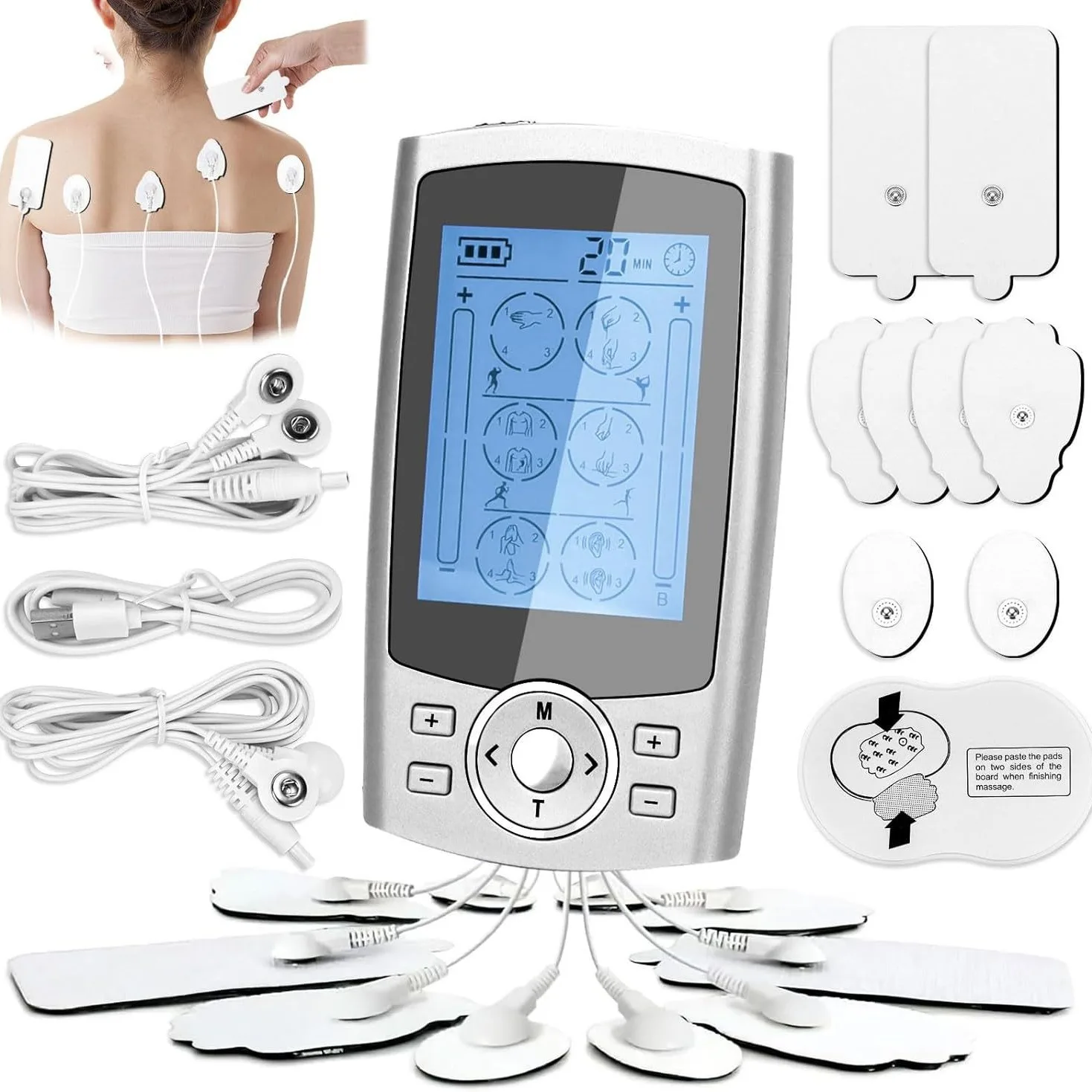 Estimulador muscular EMS profesional, unidad TENS, masajeador corporal de pulso de baja frecuencia, terapia digital, herramientas para adelgazar, relajación y alivio del dolor