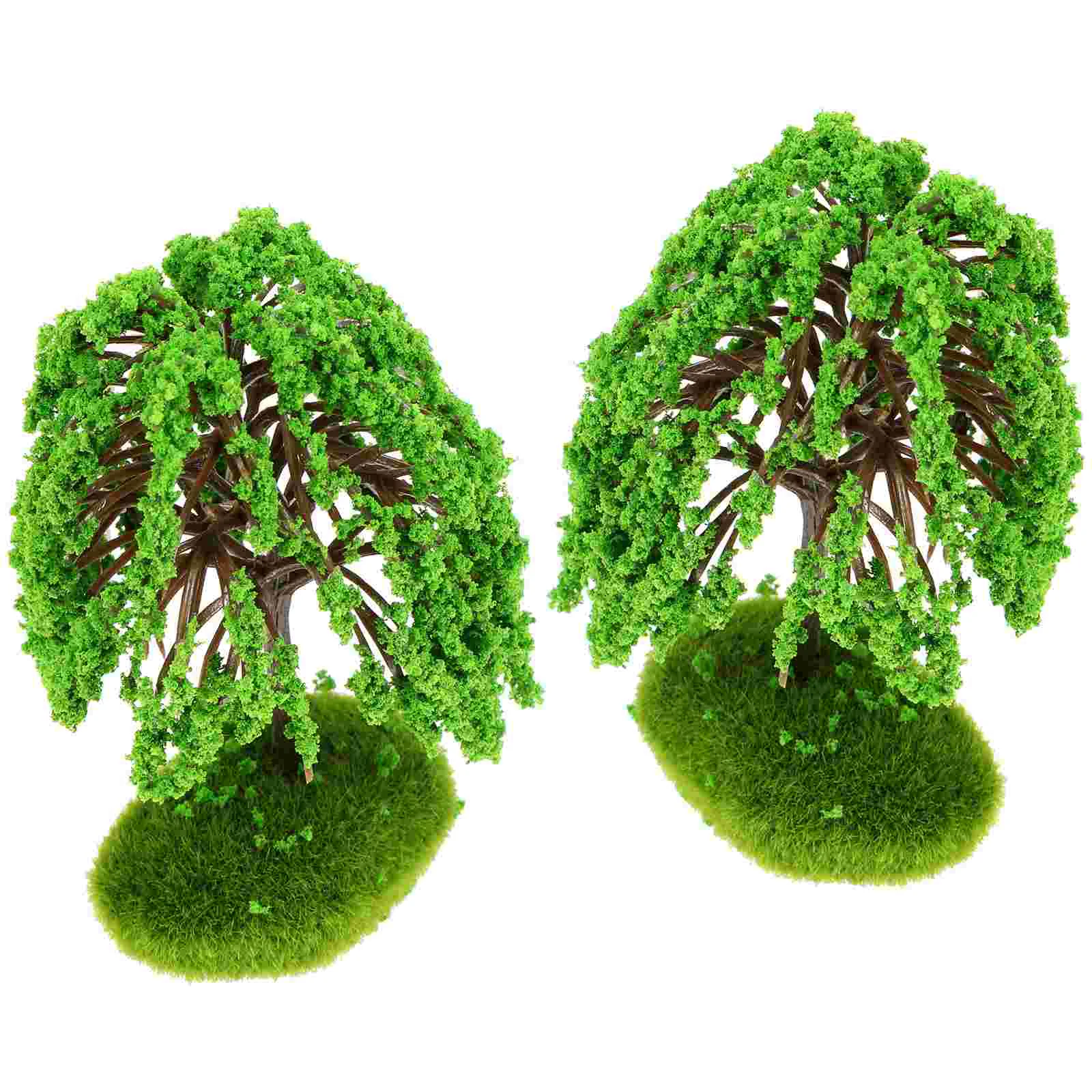 2 Pcs Bonsai Tree Model Baby Green Toys Trees for Diorama Plastic Miniature Ornaments