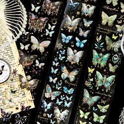 1Roll Cute Glitter Butterfly Series PET Tape Scrapbooking Stickers Perfect Collage Journaling Craft Diary Diy Supplies
