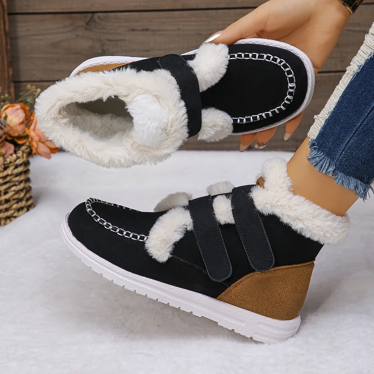 

Pop Women Ankle Boots 2024 Winter New Fashion Warm Thickened Fluff Soft Women Snow Boots Casual Comfortable Shoes For Women