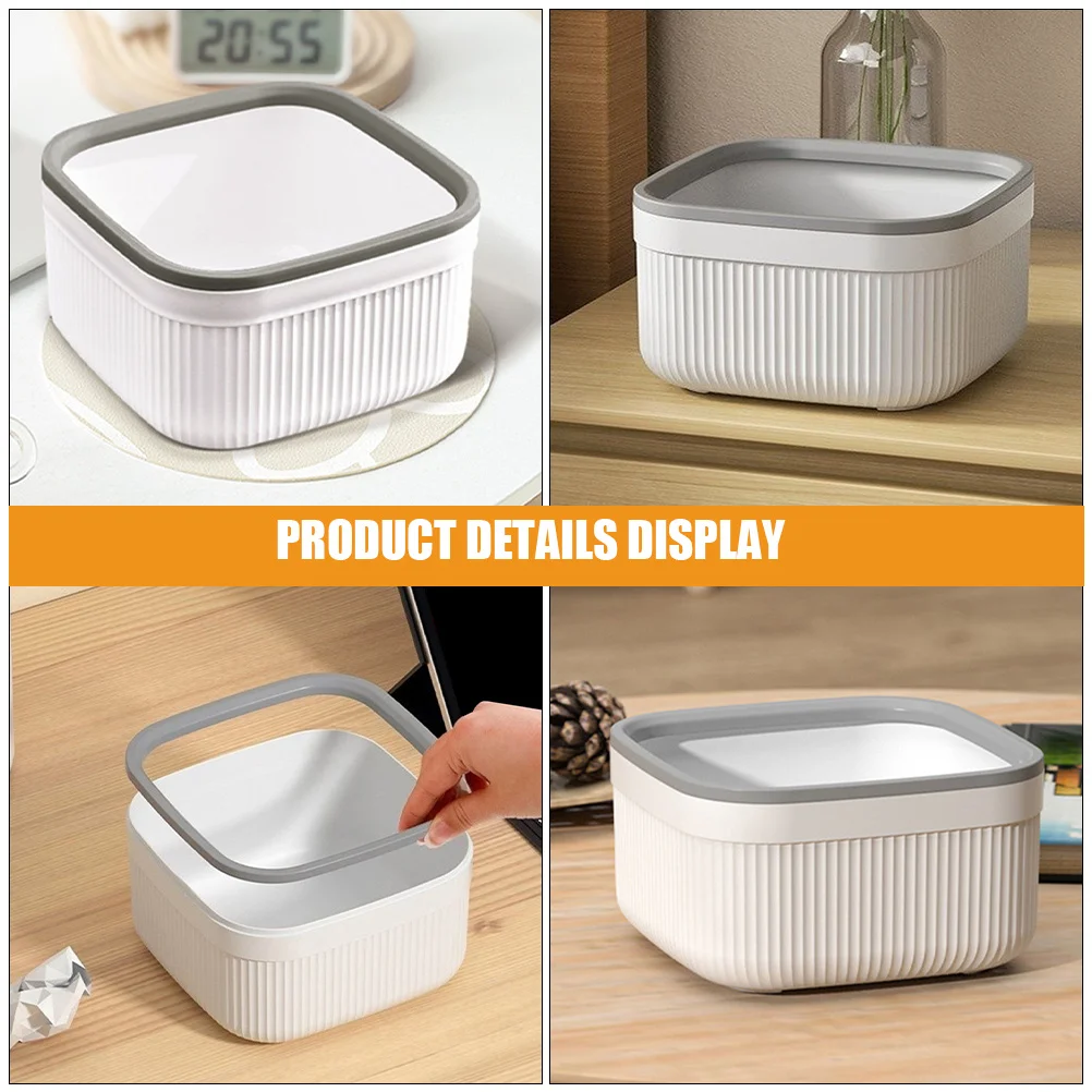 

2Pcs Mini Tabletop Trash Can Stylish Desktop Waste Bucket for Living Room Bedroom Dresser Space-Saving Small Garbage Bin