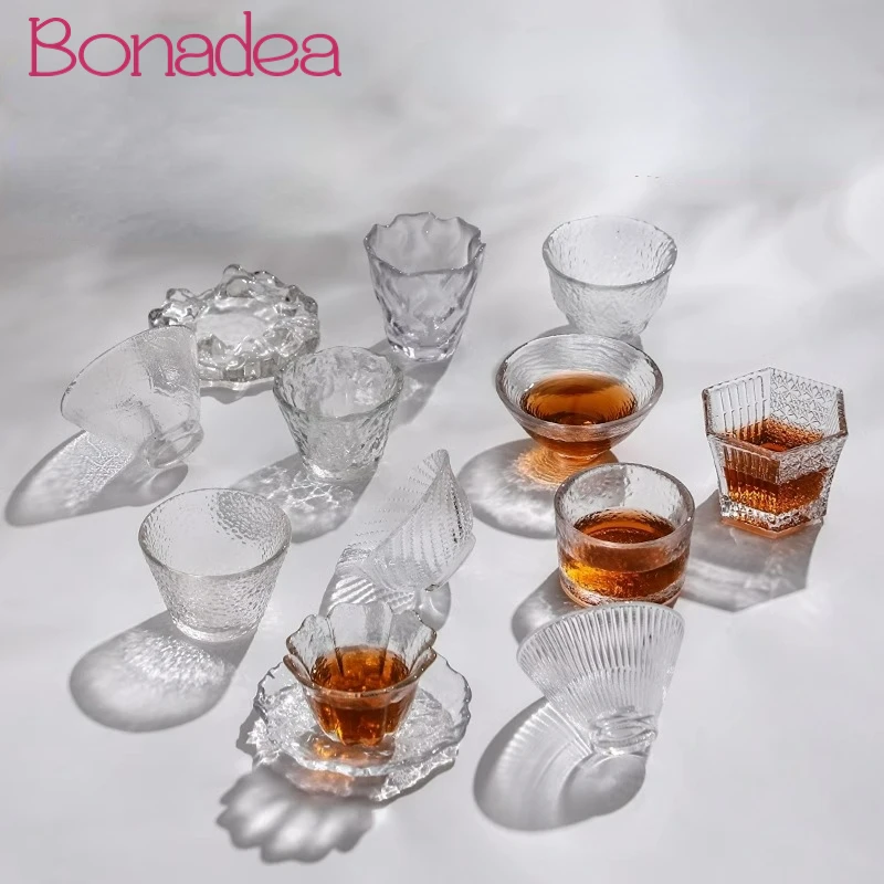 Japanese Style Sake Cup Shot Glass, Mini Tea Cup Glass Cups, Transparent Kung Tea Glasses Set Accessories ﻿