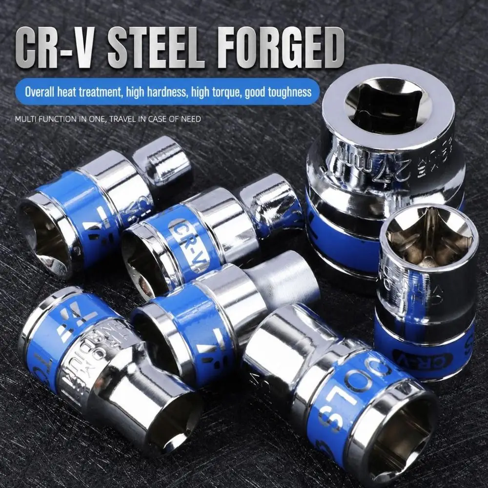 High Hardness Hex Drive Socket Six Point Profile Polished Finish Metric Hex Socket Blue Band Individual Socket Wrench Socket