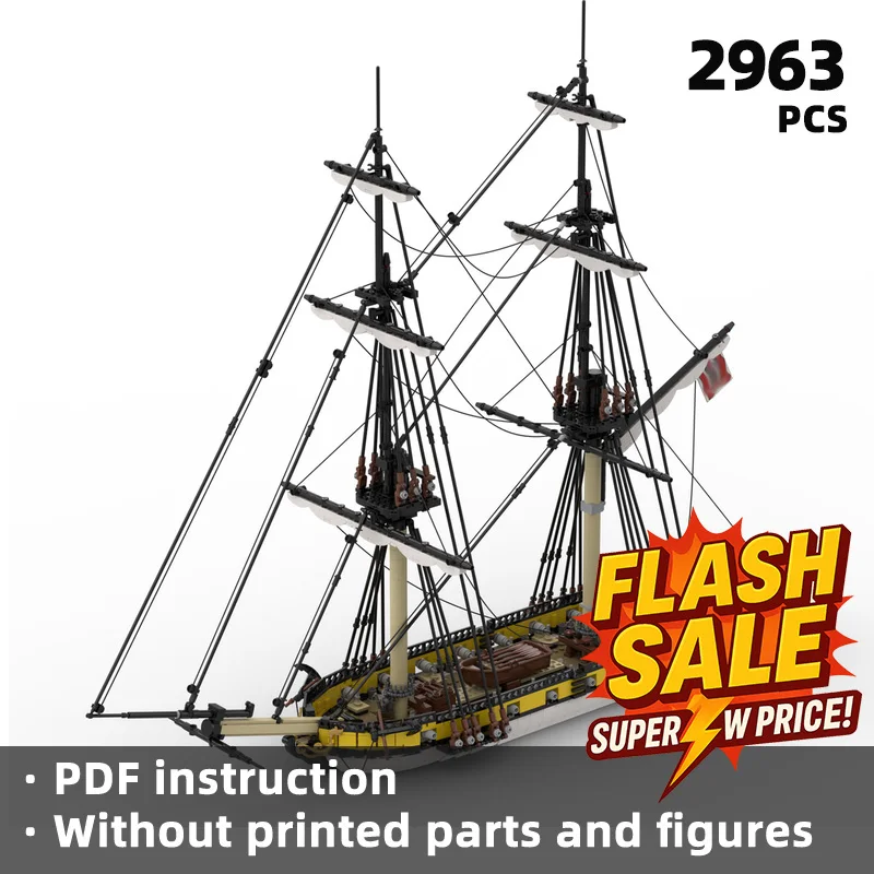 The Pirate movie battle-style sail warship model building blocks highly reproduce the classic color scheme and shape