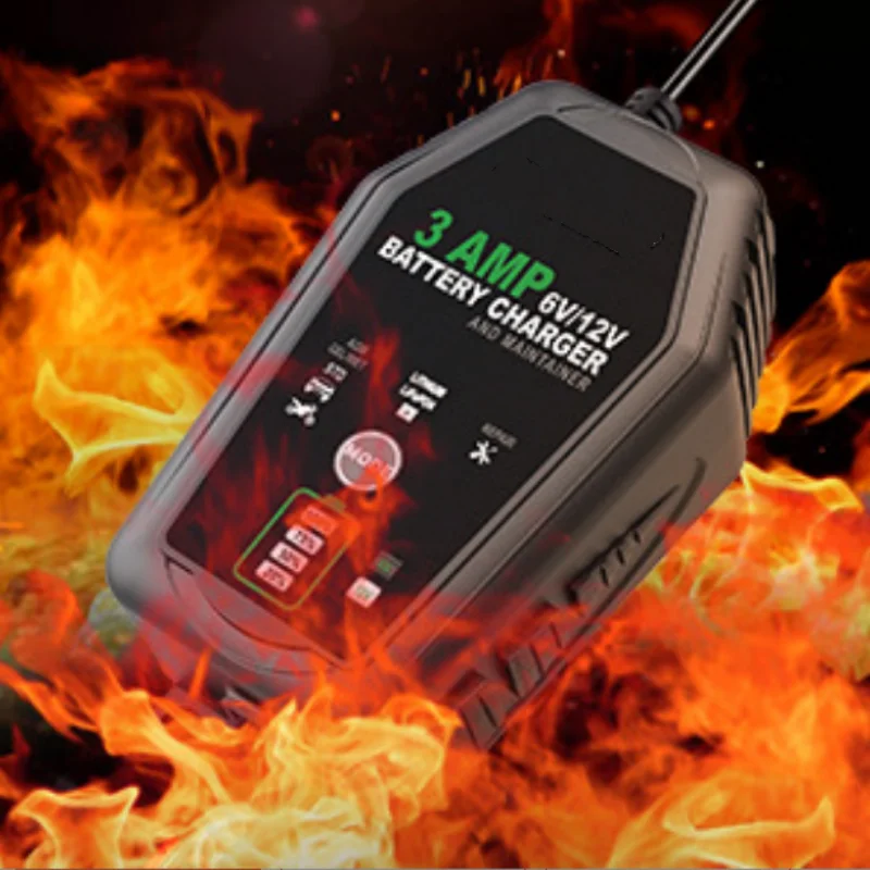 3000mA 6V 12V3A  Automatic Battery Charger Pluse Repair Charger for Lithium LiFePO4 Lead-Acid AGM Gel WET Battery Charger