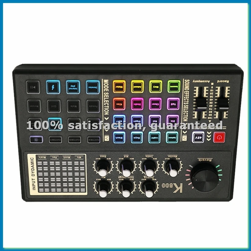 

Live Sound Card and Audio Interface Sound Board with Multiple DJ Mixer Effects,Voice Changer and LED Light-ABHG