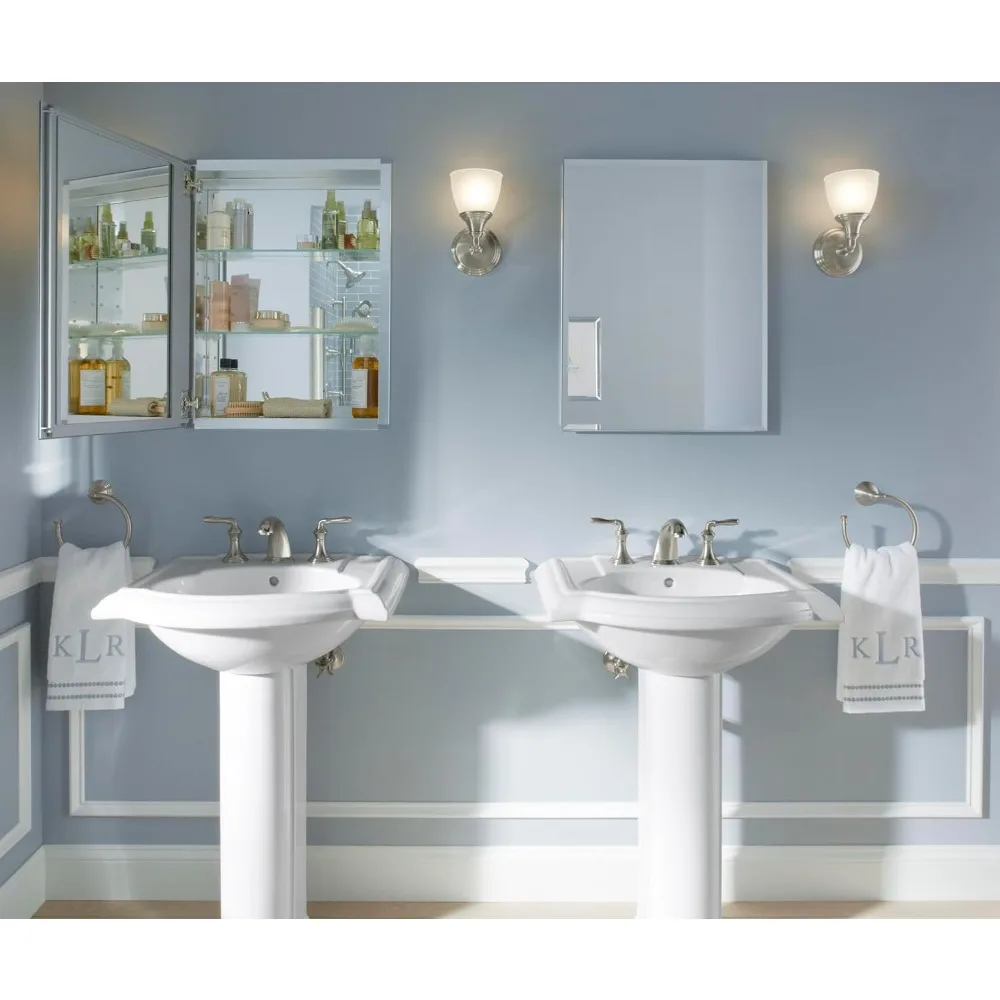 Hanging bathroom cabinet with hidden mirrors and storage, one full-coverage mirrored door, 4.81