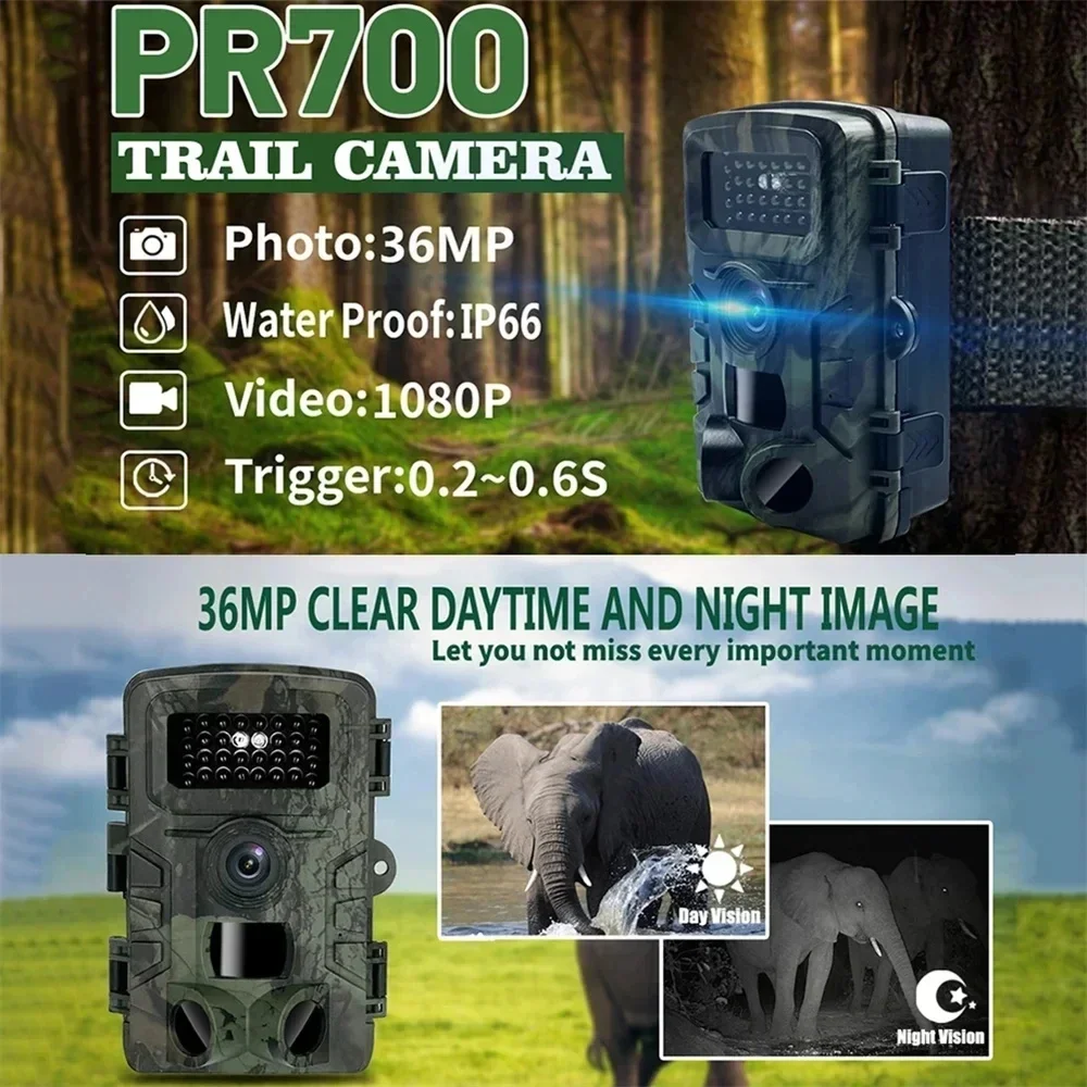 Hunting Camera Trail 36MP 1080P Waterproof PIR Infrared Night Vision Wildlife Camera Surveillance Tracking Monitor Mini Camera