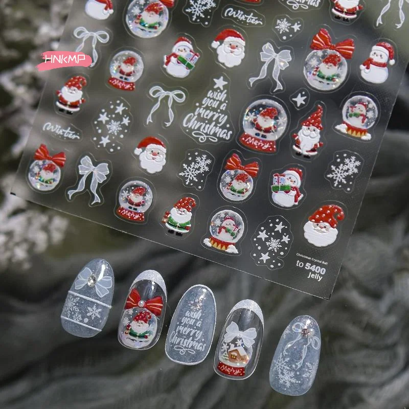 1 قطعة عيد الميلاد ثلج الشتاء مسمار الفن ملصقات الأبيض كريستال الكرة زخرفة نمط جديد لتزيين الأظافر احتفالي #1