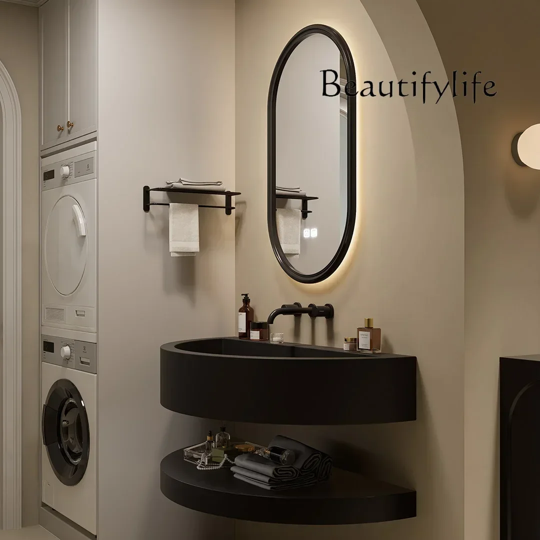 

3Italian minimalist semi-circular arc bathroom cabinet new integrated basin washbasin small apartment pretty