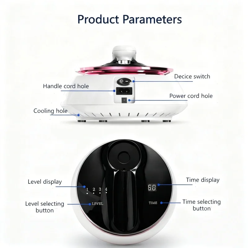 Macchina per rassodare la pelle RF con 3 teste per il lifting del viso Dispositivo per il modellamento del corpo con riduzione delle rughe con visualizzazione dell'ora a LED