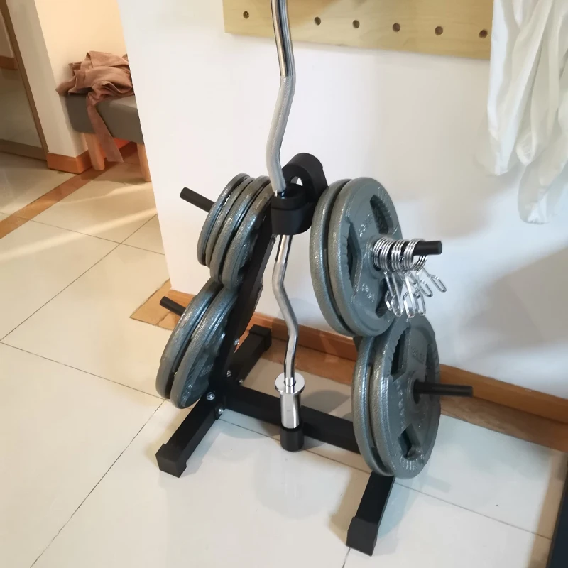 Universal Floor Barbell Weight Plate Rack With Barbell Holder For Home Gym Storage Weight Disc Space-efficient Fitness Equipment