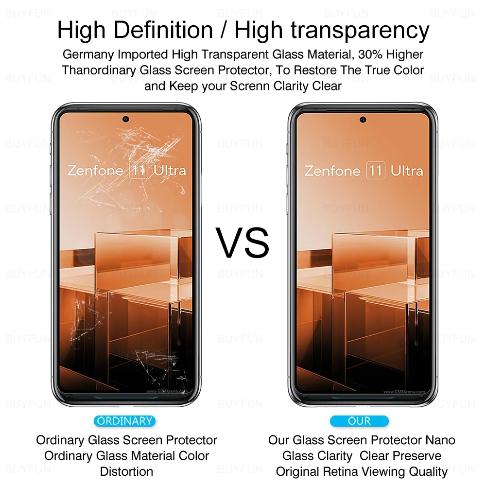 Protector de pantalla para Asus Zenfone 11 Ultra 5G, película de vidrio templado para Asus Zenfone11 Ultra, película de cubierta completa de 6,78"