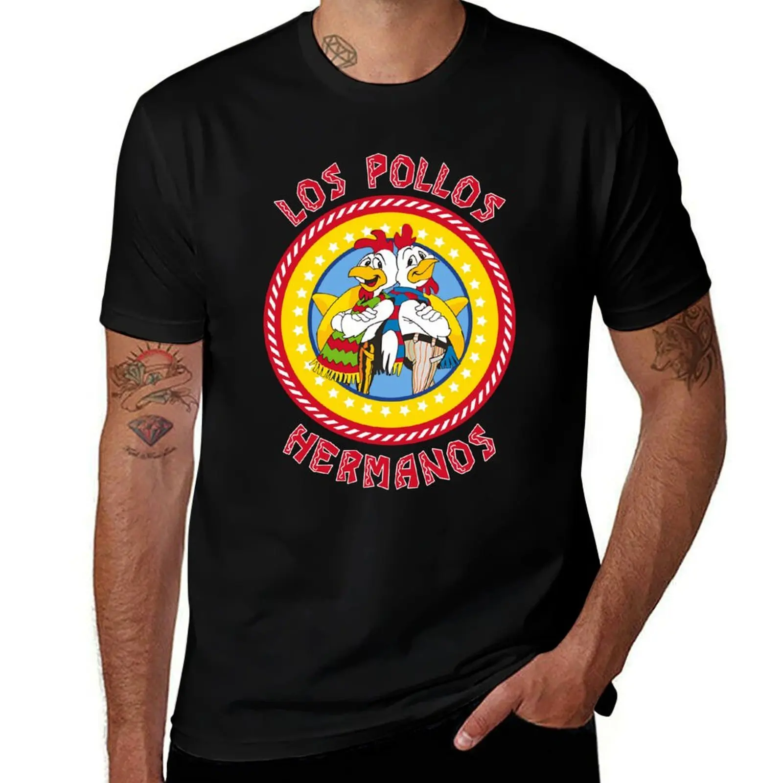 Los Pollos Hermanos Retro T-Shirt Casual Loose Short Sleeve Tee for Men T-Shirt