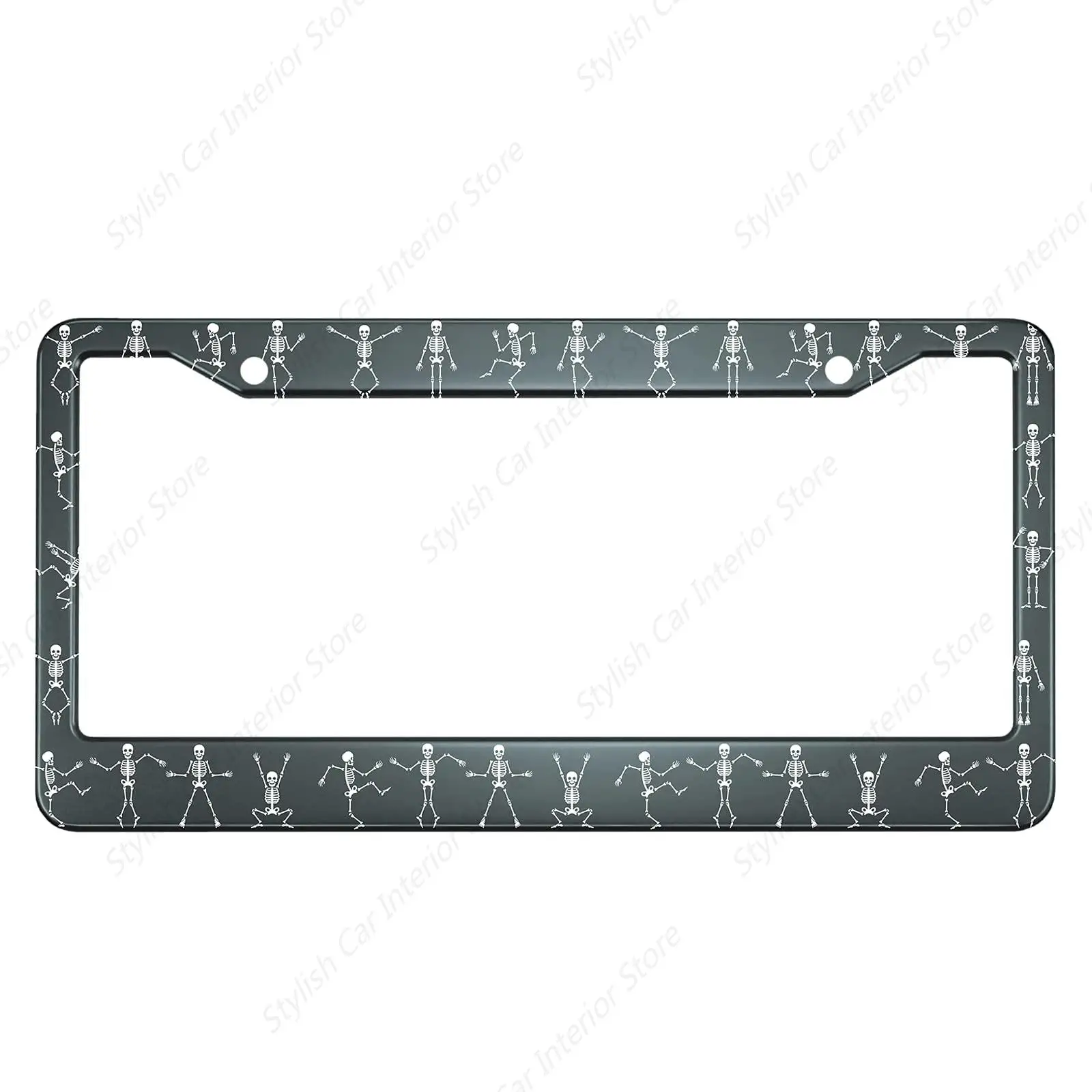 

Skeleton License Plate Frame Funny Cartoon Dancing Skeleton Body License Plate Cover Aluminum Metal License Plate Holder Frame