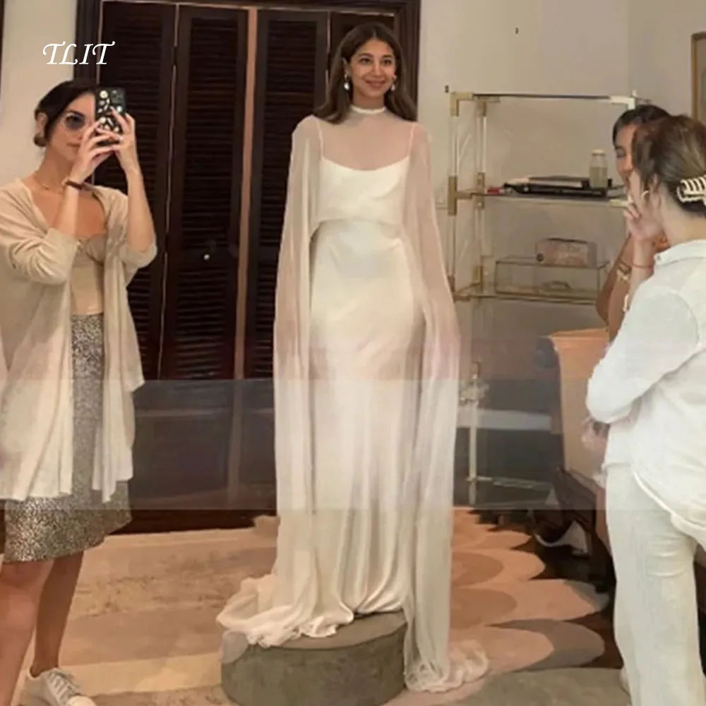 TLIT Modern Silk Satin Wedding Dresses Customized فساتين زفاف Backless O-Neck Organza Long Jacket Bridal Gowns New 2026