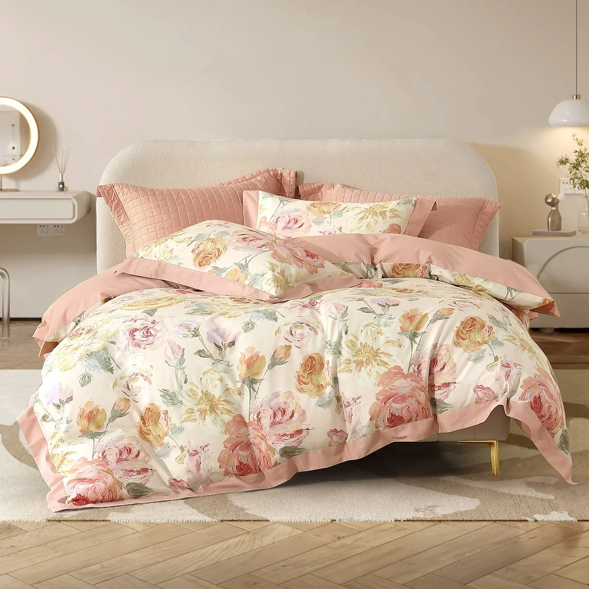 

Комплект из четырех предметов из хлопка Tencel из лиоцелла, пододеяльник с бытовой печатью, простыни высокого класса, постельное белье