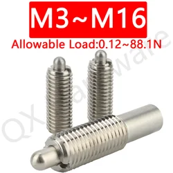 QX515 Large Stock POM/Stainless Steel Pins Spring Plunger Threaded Spring Loaded Nose Plungers Allowable Load 0.12N~88.1N