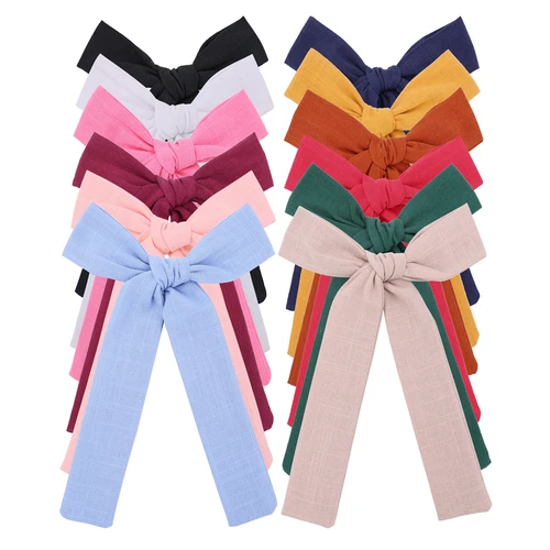 Pinzas para el pelo con lazo de lino de cola larga para niñas, niños, mamás, mujeres, lazos con nudo de cola de caballo, pinza de cocodrilo, accesorios para el cabello