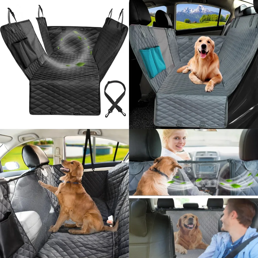 

Waterproof Dog Carriers Rear Back Seat Cover Mat Hammock Protector with Safety Belt for Large SUVs and Trucks, Ideal for Pet Tra