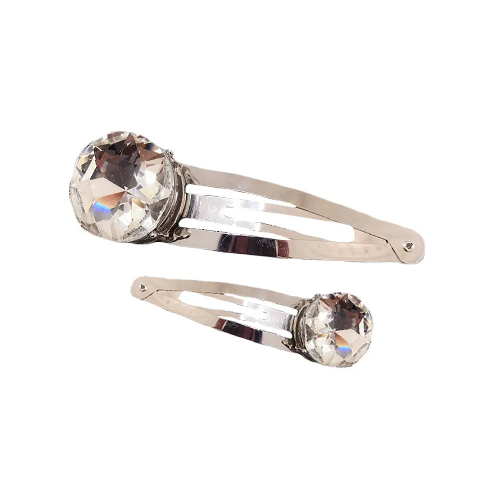 

2pcs Rhinestone Hair Clip Diamond Snap Barrettes for Women Decorative Crystal Stylish Hairpin Wedding Party Accessories