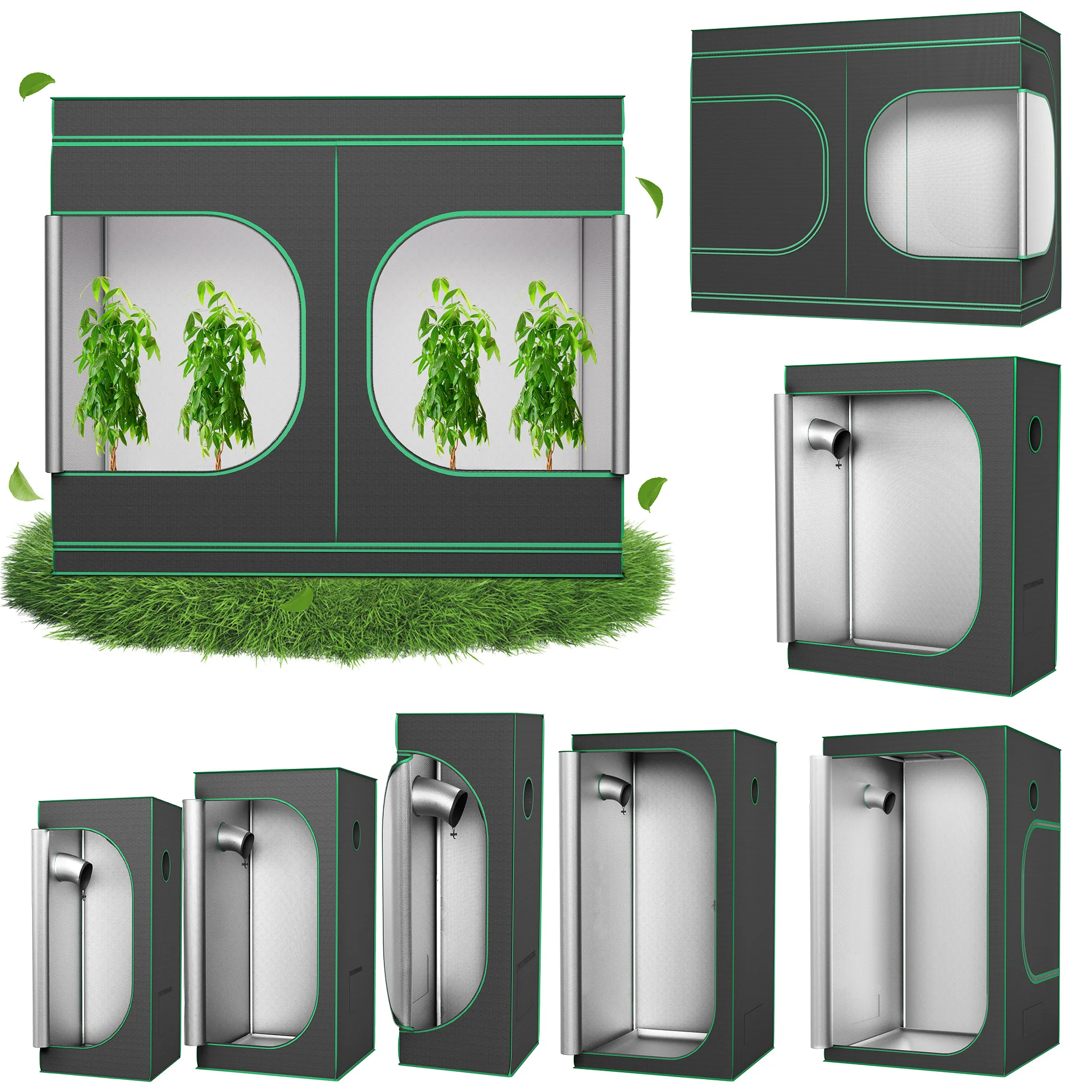 Serre de culture, cabine de culture intérieure, chambre noire avec fenêtre d'observation, base à plateau et fermeture éclair, tente de culture Myla hautement réfléchissante pour fruits, fleurs et légumes