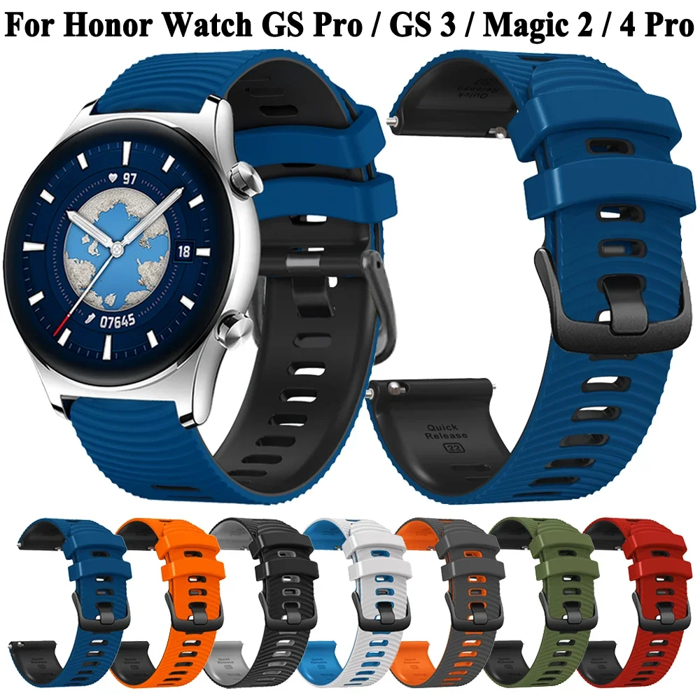 22mm Silicone Strap For Honor Watch GS Pro GS 3 GS3 4 Pro Smart Watch Bracelet Honor Magic Watch 2 Sports Watchband Accessories