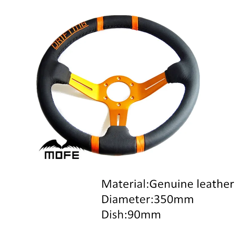 

SPECIAL OFFER Original Logo 3 Spokes Deep Dish 14 Inch 350mm Suede Steering Wheel for Racing Sport Car