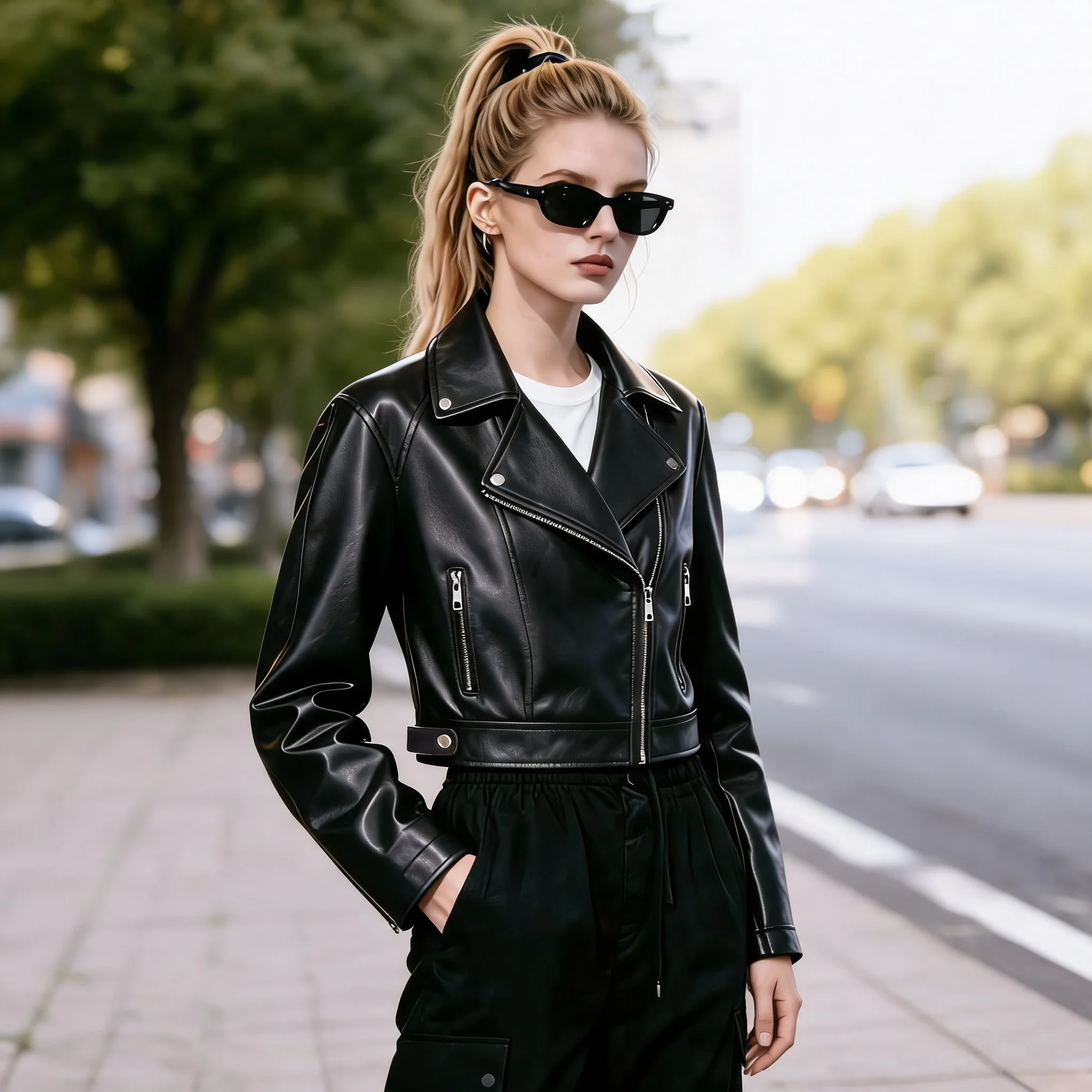 Zipper No Hood Coat Regular Length Streetwear with Zipper Closure Lapel Collar Regular Sleeve Women Jacket Spring Elegant