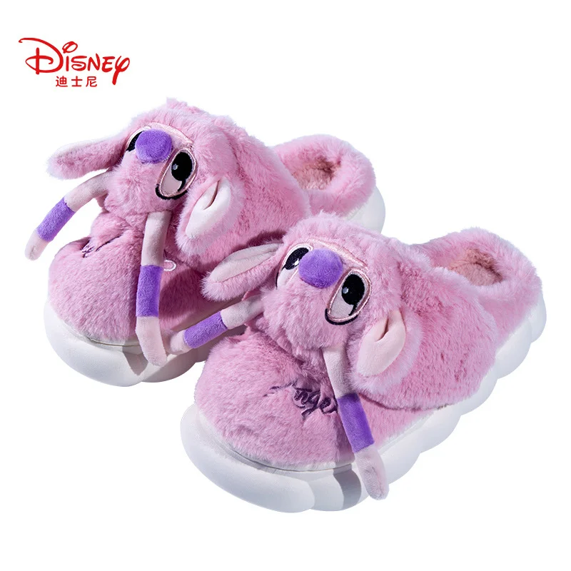 Disney winter Stitch cute funny warm home women\'s shoes strawberry bear cartoon non-slip thick-soled cotton slippers