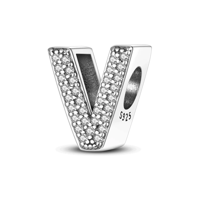 925 Sterling Silber, passend für 925 Original-Armband, DIY A-Z, Alphabet, Charms, Perle, CZ, Zirkon, LIEBE, Buchstabe, baumelnder Anhänger, Schmuck, Geschenk