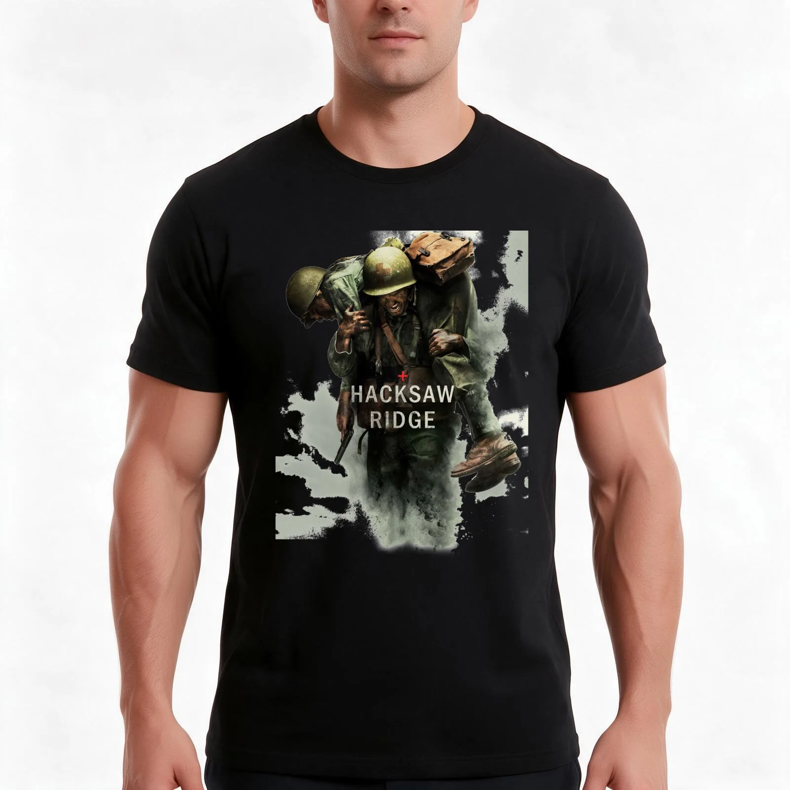 Hayleyart Custom Sticker of Hacksaw Ridge hy01 T-Shirt, Cool Short Sleeve T Shirt, Loose Casual Summer Unisex Top
