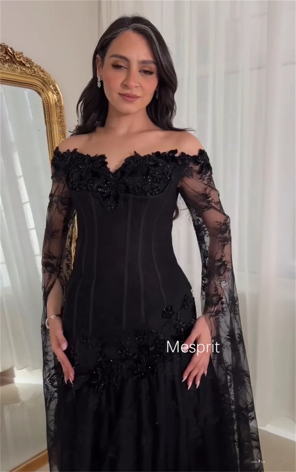 Customized Sparkle Jersey Sequined Pleat Mermaid Off-the-shoulder Long Luxury Party Dresses Prom Matching Modern Style