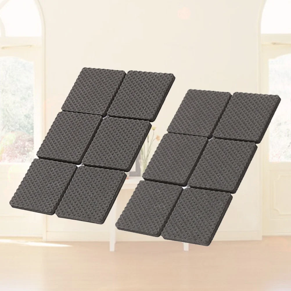 

12pcs Table Mat Non-Slip Self-adhesive Pads Floor Silent Protectors Feet Cover for Furniture Table Chair 45x45cm (Square Black