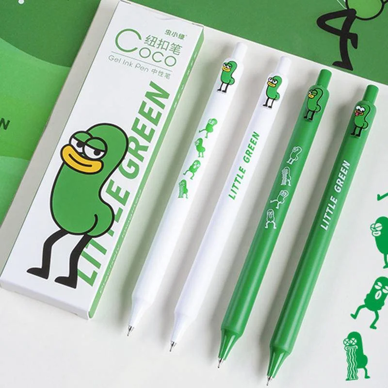 4Pcs/Set Little Green Caterpillar Mechanial Gel Ink Pens Cute Neutral Pen School Writing Supplies Stationary children's day gift