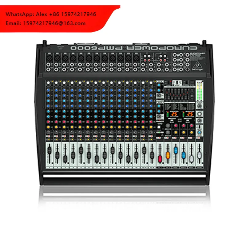 Mezclador Activo Profesional Behringer PMP6000 de 4 Canales Estéreo, Consola de Sonido con Procesador de Efectos Estéreo de 24 bits para Sala de Grabación