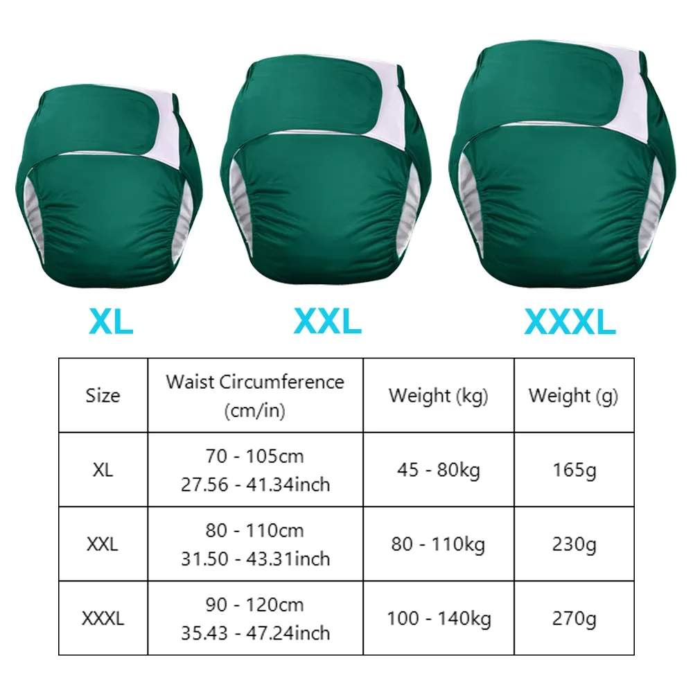 سروال سلس البول كبير قابل للتعديل وقابل لإعادة الاستخدام للبالغين من AIO - مقاوم للتسرب أثناء النوم، مناسب للرجال/النساء، والمستخدمين المسنين والمعاقين
