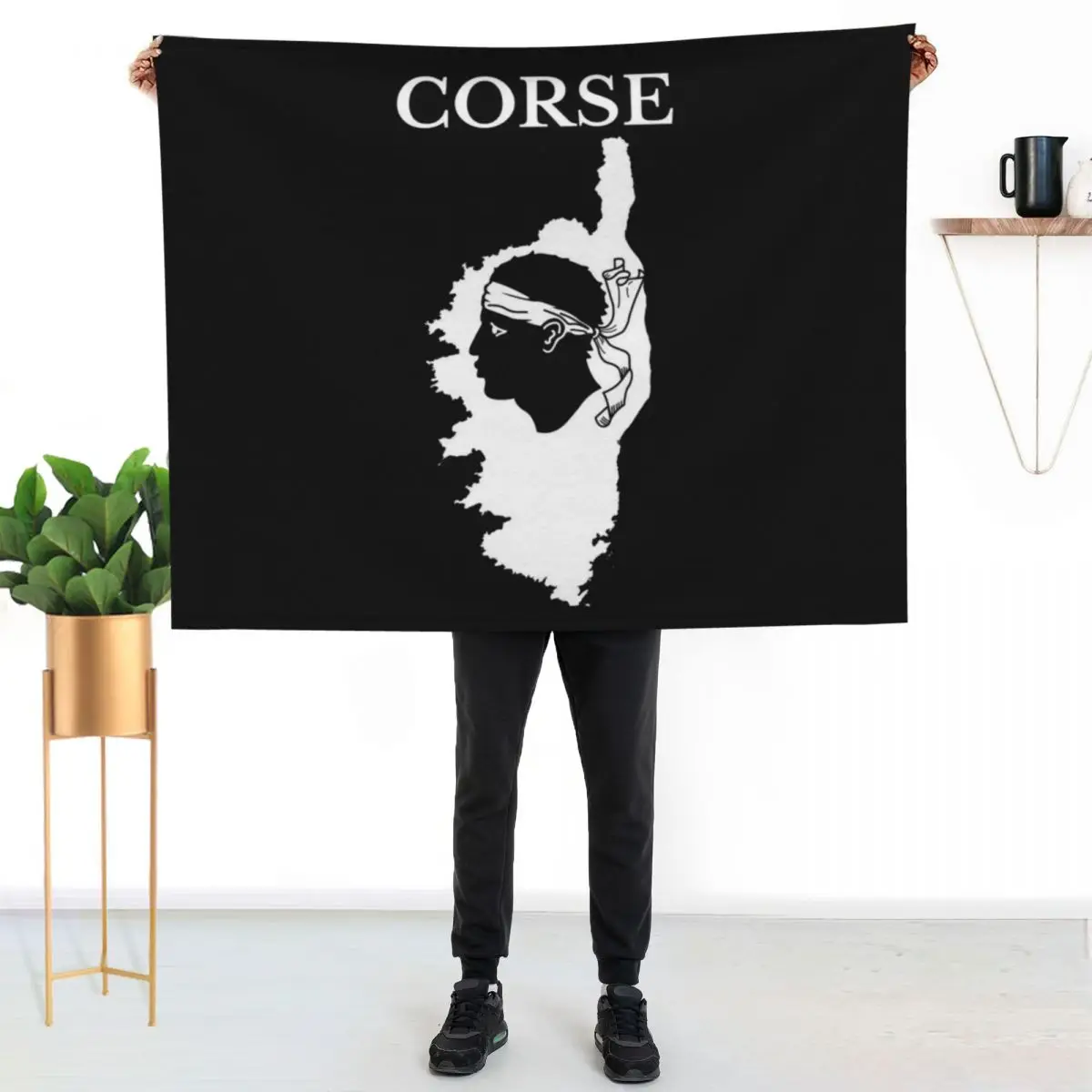 Corsica (Corse) Map, France, French Region. Throw Blanket All Weather Soft Throw Blanket for Sofa