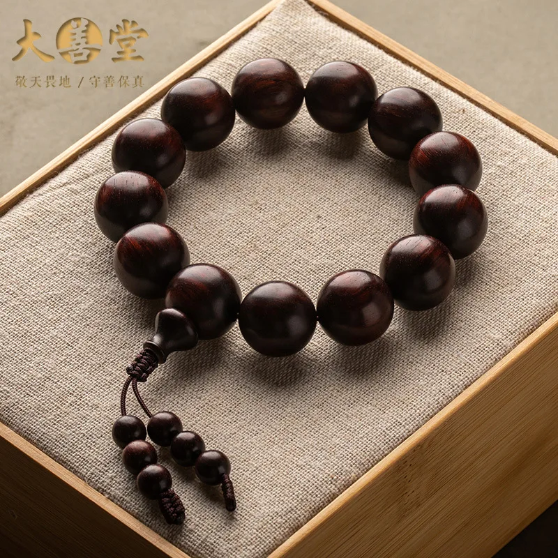 

Natural Leaflet Rosewood Bracelet Old Material 108 Men's Buddha Bead Single Circle Hand String for Men and Women High grade Gift