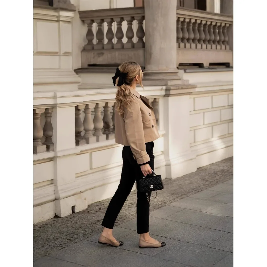 spring New Fashion Simple Versatile Casual Short Style Jacket Coat Women's Outerwear Compact Design No-Pocket Regular Fit Jacket