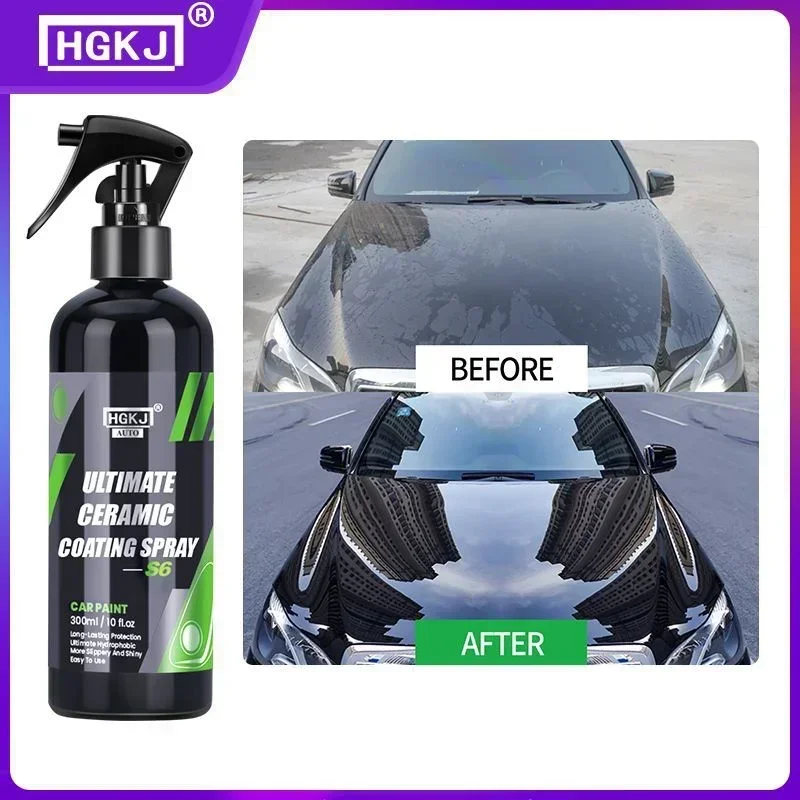 50/100ml Ceramic Coating For Auto Paint HGKJ S6 Crystal Wax Spray Nano Hydrophobic Liquid Polymer Oleophobic Anti Rain Car Care