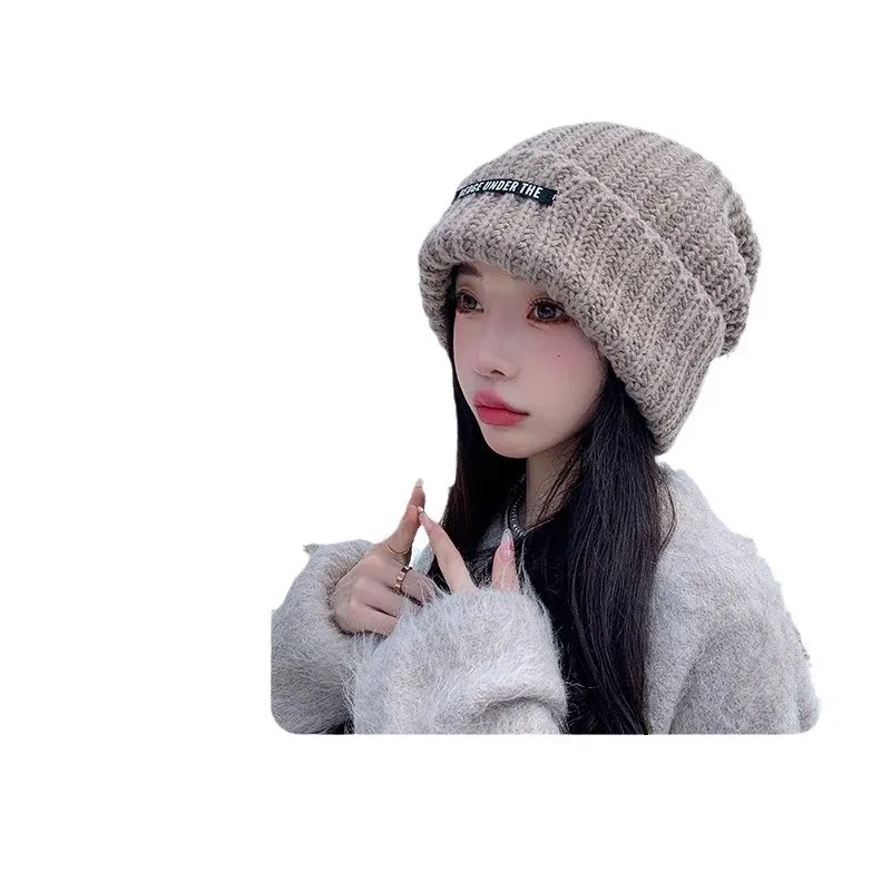 Thick Knitted Hat For Autumn And Winter Women Warm Ear Protection Wool Hat Solid Color Hat Casual Polyester Urinal Hat