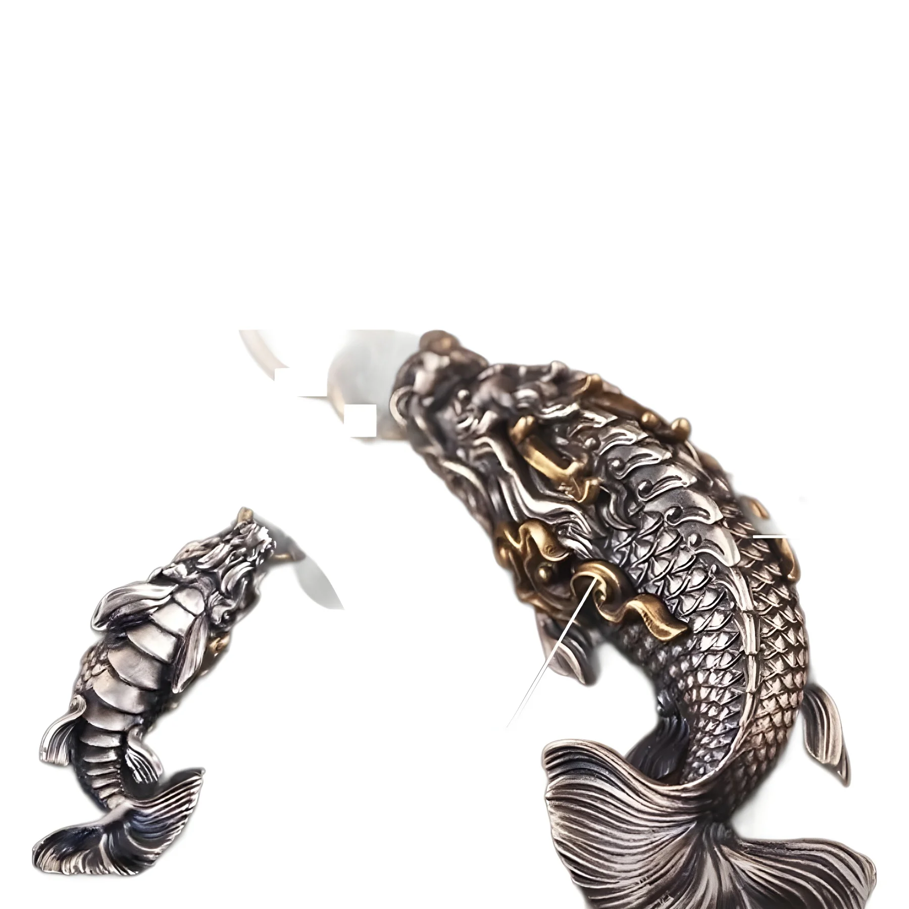 

Ethnic Hip-hop Sweater Chain Pendant Decoration Fish-turned Dragon Necklace Pendant Men's Thai Silver Personality Charms