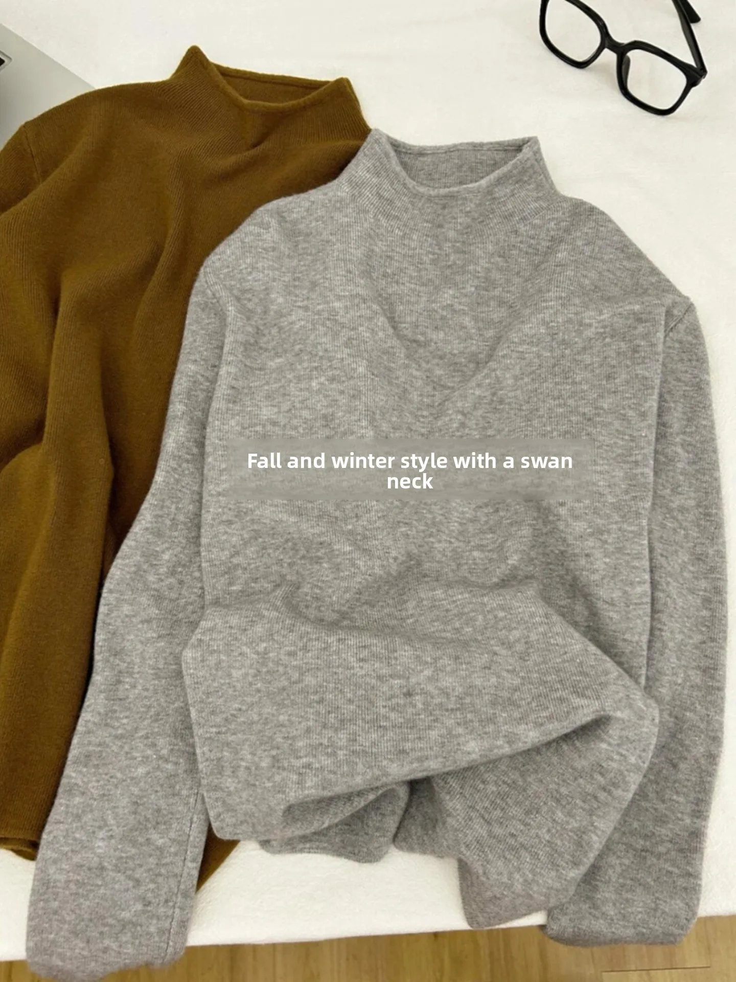 

ay Soft Cozy f High Ne Knitted Base irt Women's Slim Fit Stand Collar Sweater Inner Wear Top for Autumn Winter