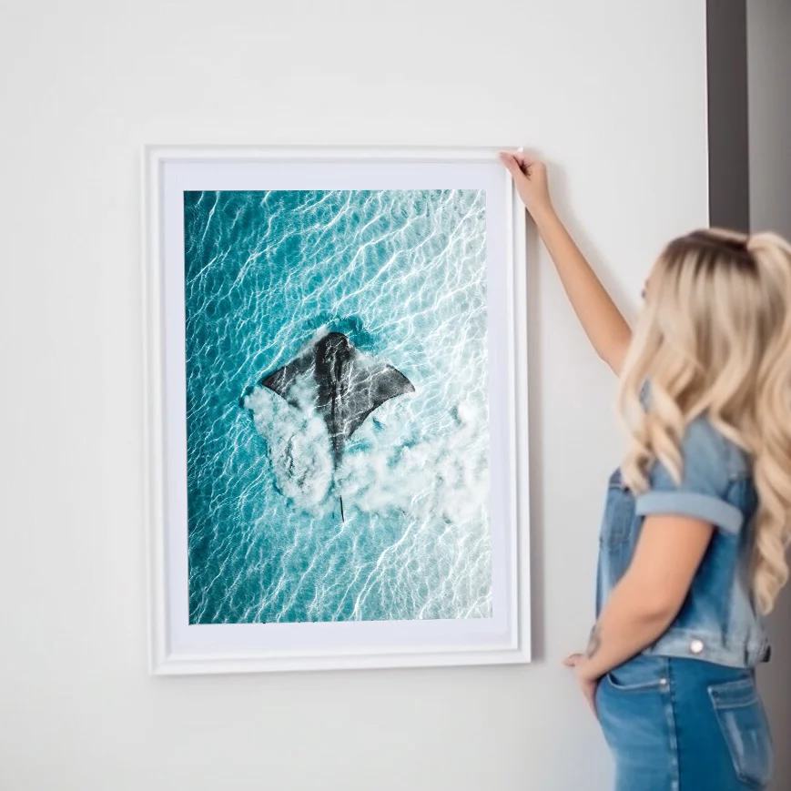 الأزرق المحيط قماش اللوحة النسور القرش زاوية المشارك البحر السلاحف ديكور اللوحة جدار الفن لغرفة ديكور المنزل الجداريات غير المؤطرة #5