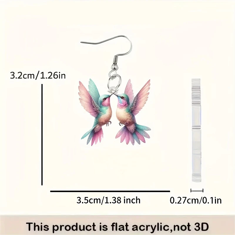 YAOLOGE Elegant Romantic Blue Pink Hummingbird Earrings Acrylic Material Women Cute Animal Bird Eardrop Party Jewelry Gifts